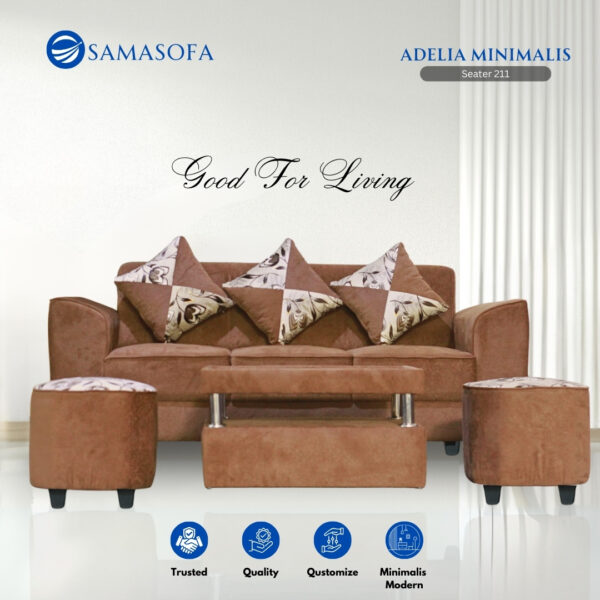 SET SOFA ADELIA BROWN COFFEE